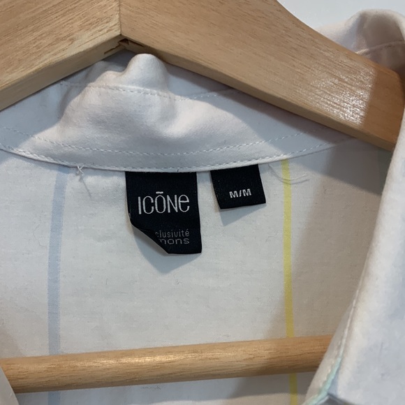 Adorable! White Button Down with Colourful Pinstripes - Picture 5 of 5